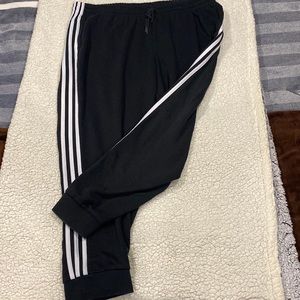 Adidas Essential Black and White 3 Stripe Track Pants